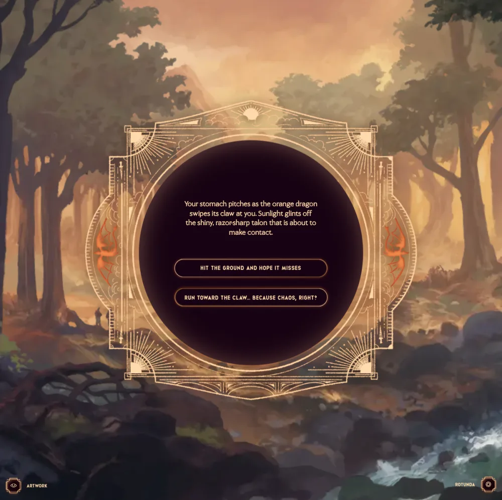 Dragonkind gameplay screenshot: roaring back at the orange dragon